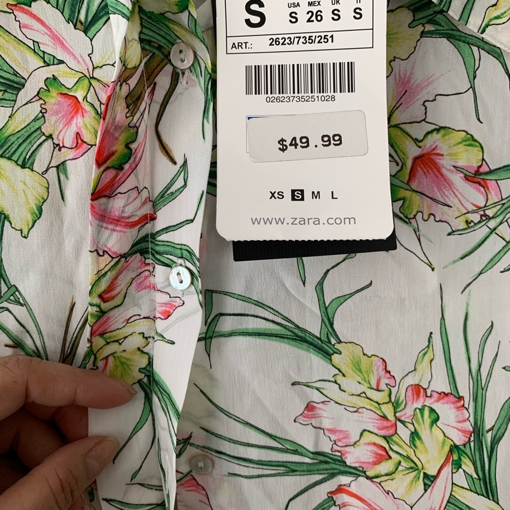 NWT Zara Woman button down floral shirt - Picture 5 of 8